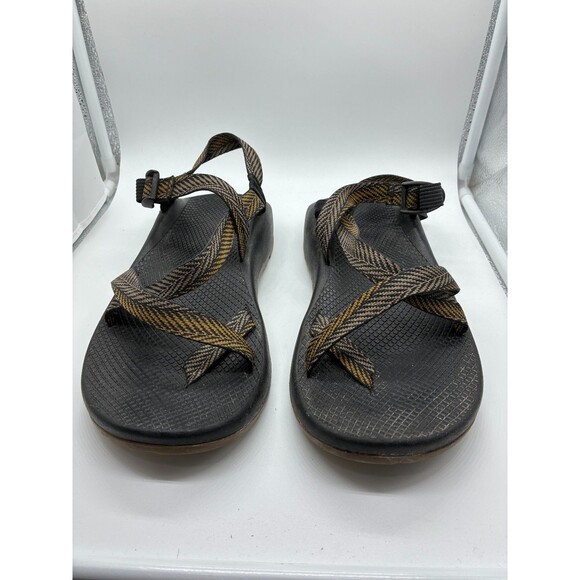 Chaco Z-Series Women's Sandals Black Footbed with Brown and Yellow Straps - Picture 1 of 5